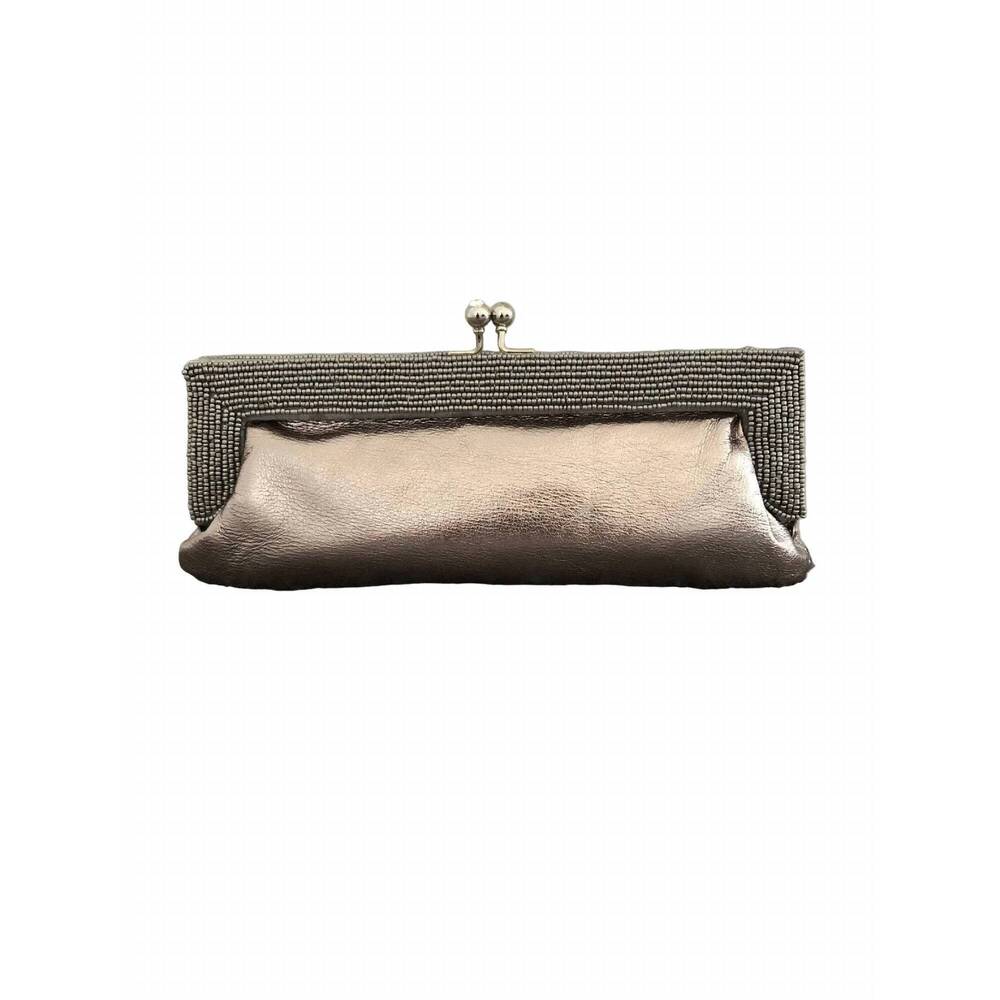 NEW CARLO FELLINI women's beaded clutch purse handbag in silver